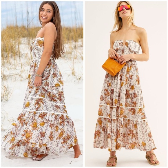 Free People Rare Bali Sweet Songs Maxi Dress SZ S - Picture 2 of 11